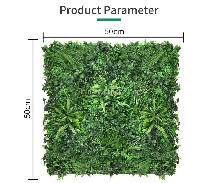 Uv Indoor Outdoor Plastic Grass Green Wall Panel 1m*1m Artificial Green