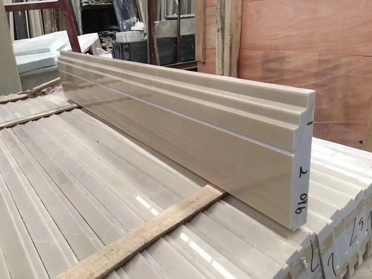 product natural beige marble moulding skirting with 3d model design and total solution for interior marble door frame line decoration-5