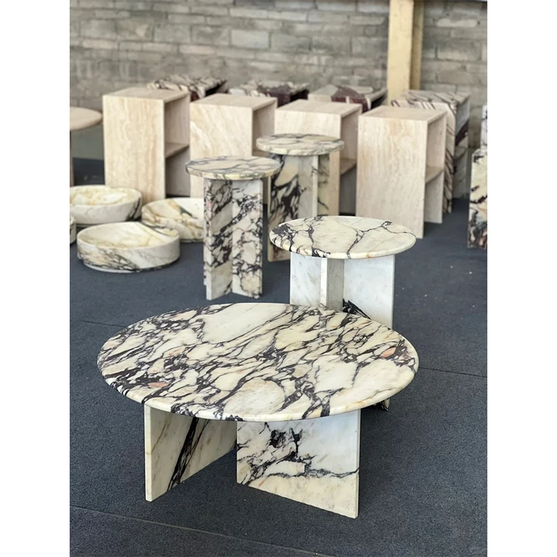 product customizable calacatta viola marble furniture natural marble coffee table for living room side table design-5