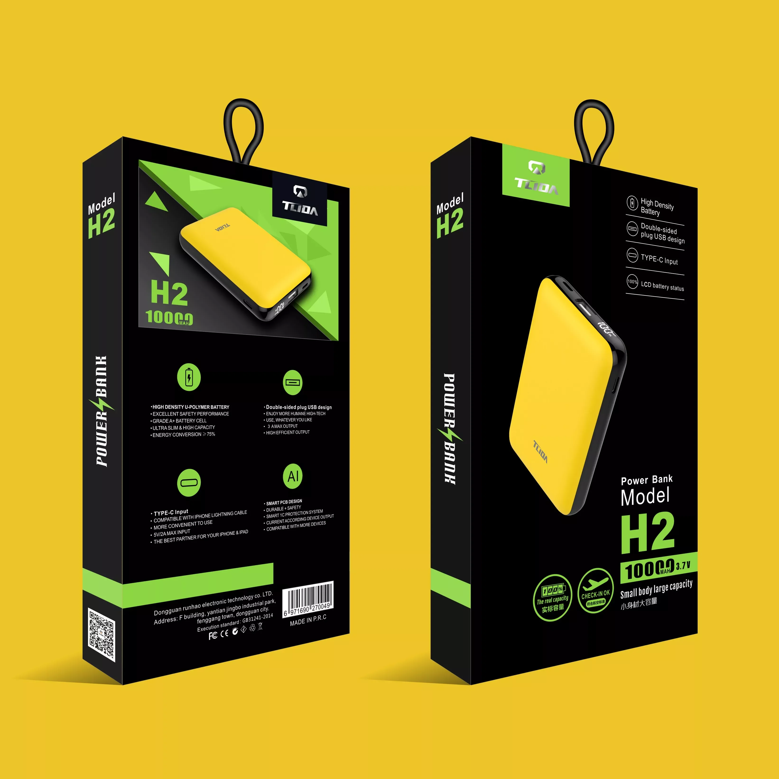 Tlida H2 Mini Phone Power Bank 10000mah Slim Power Banks Fast Charge