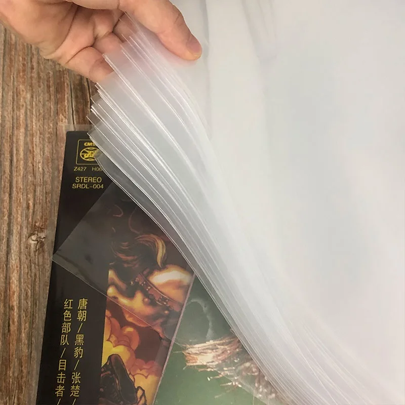 Custom Printed  12 Inch 3 Mil LP Outer Sleeves Anti-static Crystal Clear Plastic Outer Vinyl Record Sleeves Covers