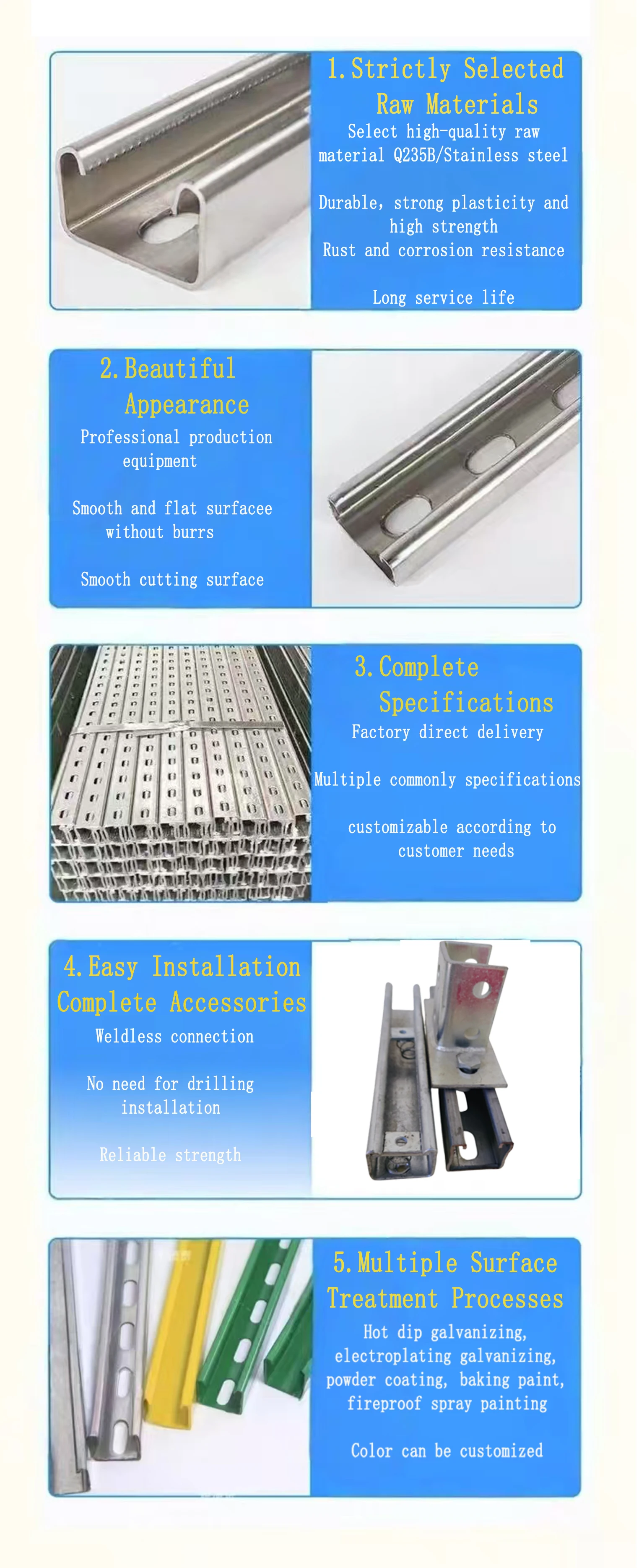 Galvanized U Channel Unistruct Channels Slotted C Channel C Purlins 41*21  41*41Steel Fence Post U Channel| Alibaba.com