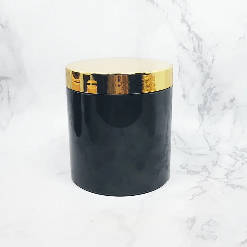 hair pomade round cosmetics 500ml gold lid plastic black pet jar