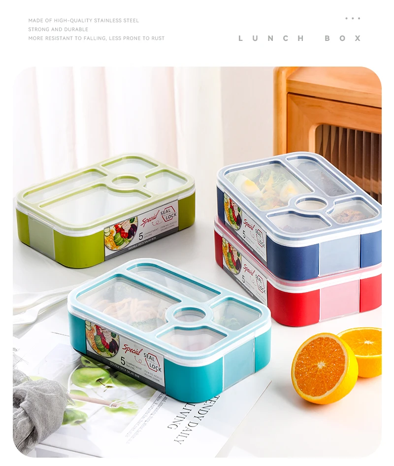 Amazon Custom Insulated Boxes Thermal Compartment Lunch Box Hotsale Leakproof Stackable Plastic Food Packing Rectangle Shantou