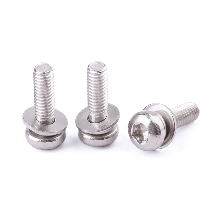 Factory fastener M2-M8 stainless steel pan head flat washer sems screw with sems machine combined screw