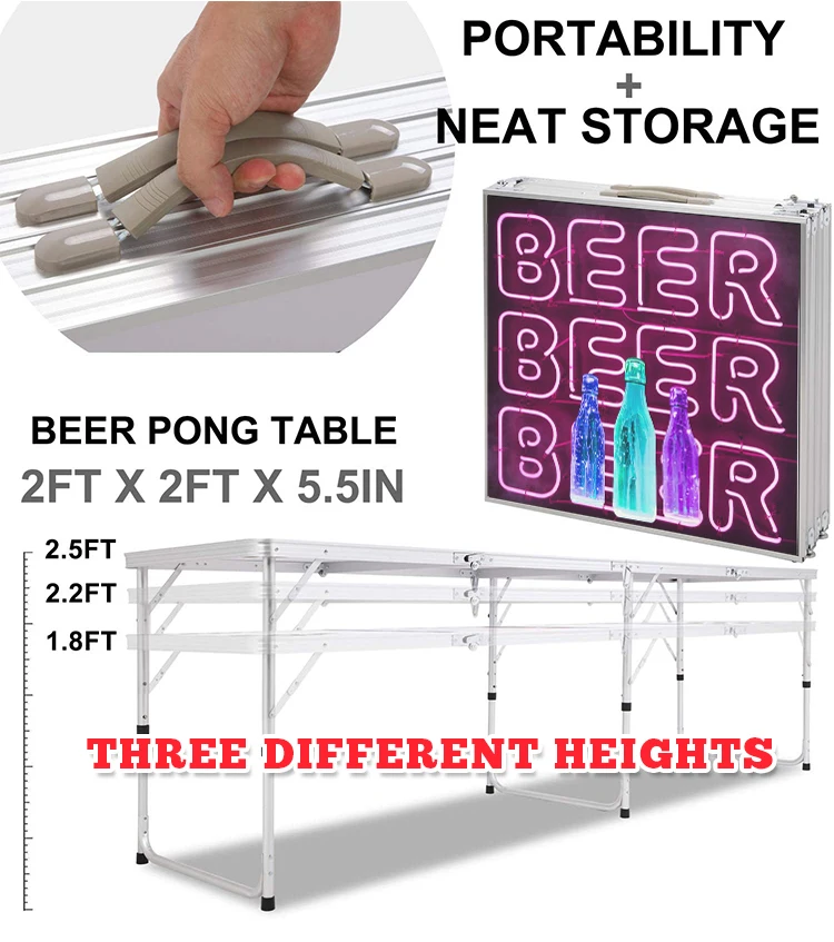 Custom Fold Painting Table 8ft Aluminum Beer Pong Game Table