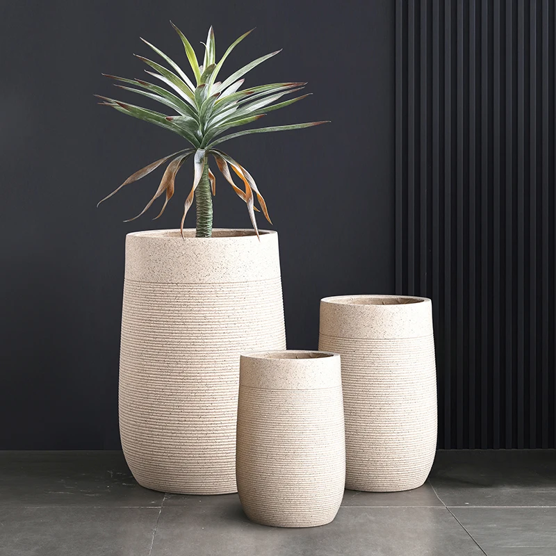 Tall Floor Planter Large Pot for Plants Wholesale Eco-Friendly Fiber Clay  Outdoor Indoor Flower Pots Drainage Hole Home Garden