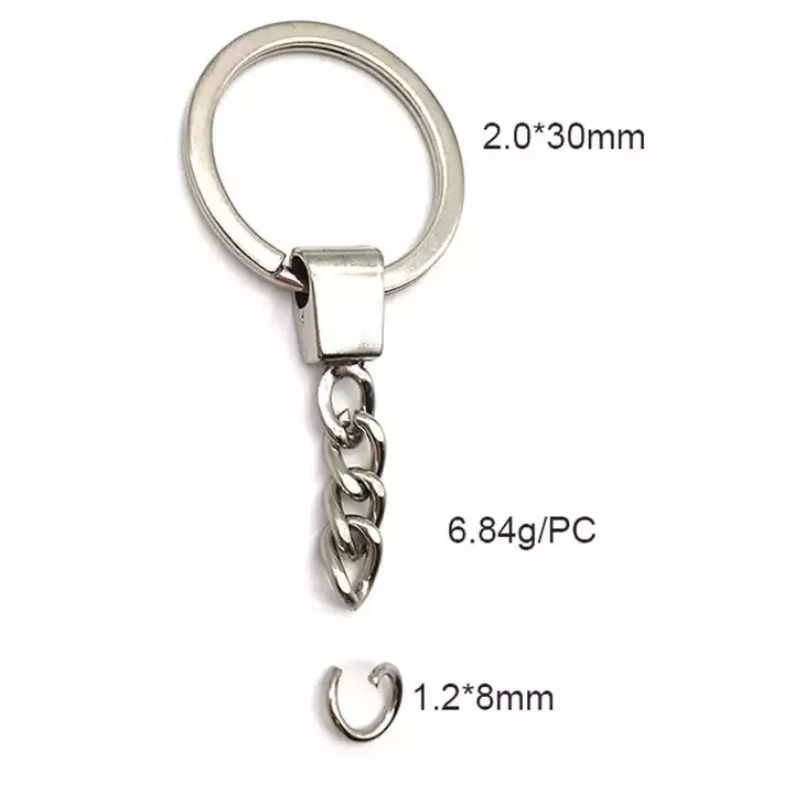 Promotional Rose Gold Metal Diy Split Key Ring With Chain Keychain Ring ...