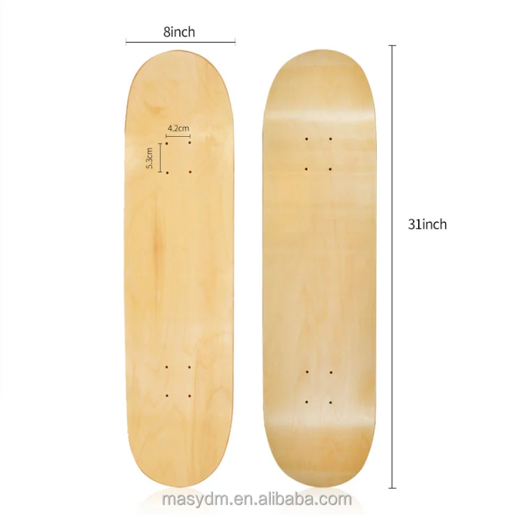 8inch Natural Maple Wooded DIY Double Concave Skateboards Skate Deck Board 