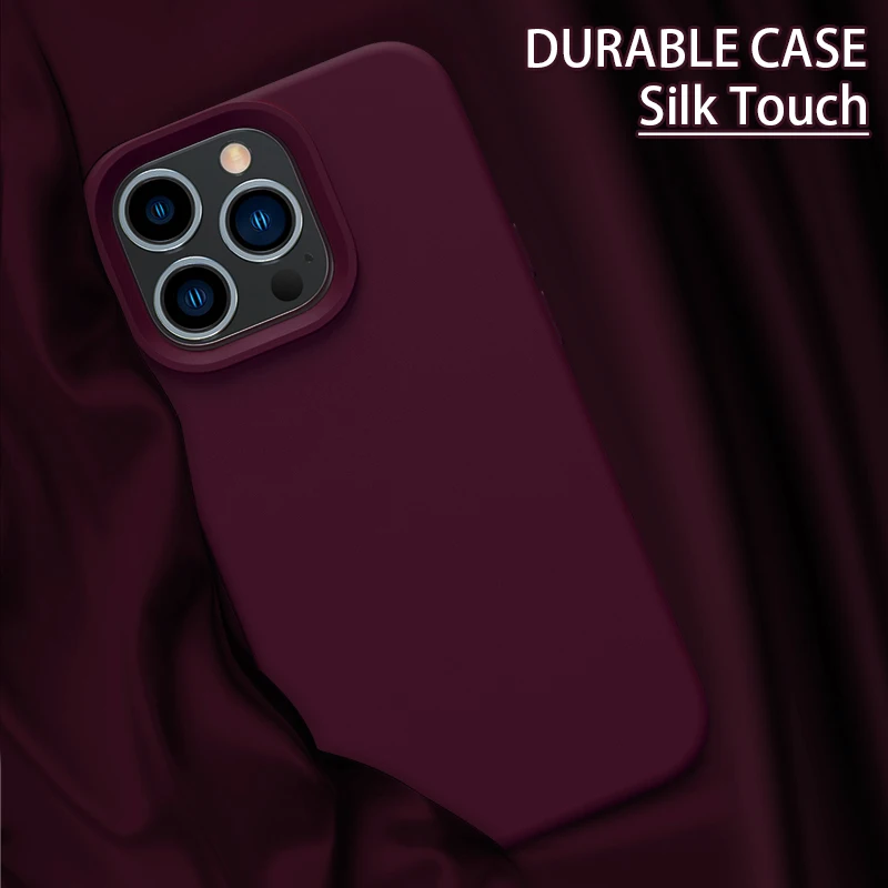 Original Factory Soft Liquid Silicone Phone Case For Iphone 15 Pro Max Camera Lens Protection