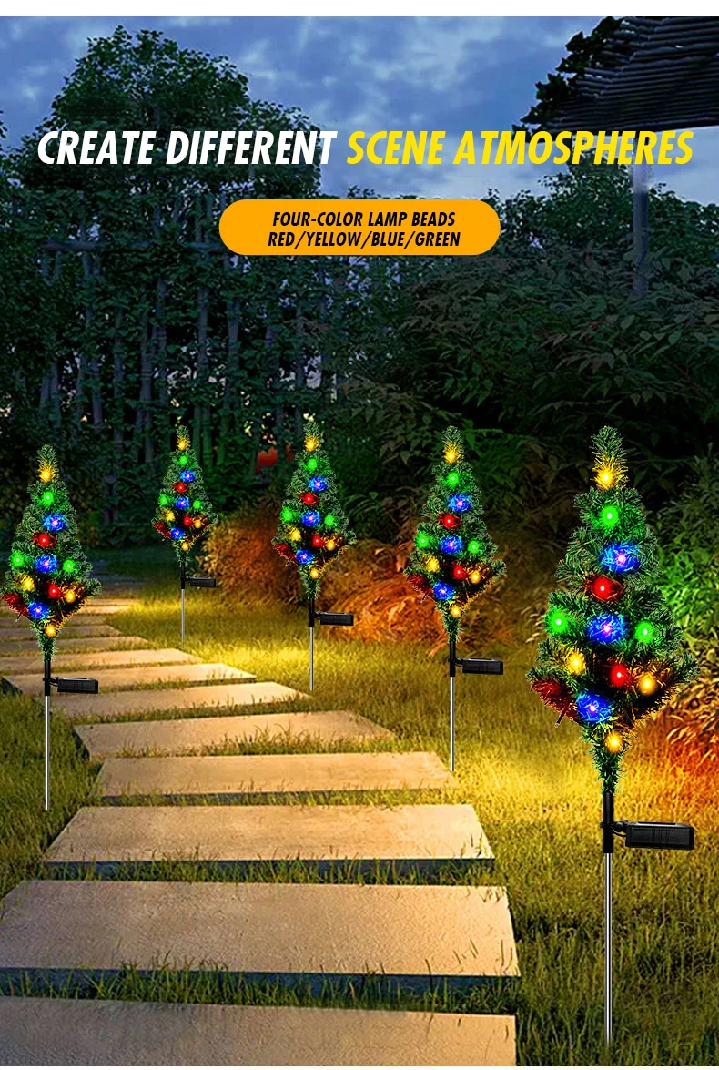 Christmas Tree Ground light Firefly Lawn Landscape Led Decor Pathway Lamp Disc Light Solar Garden Lights for Holiday supplier