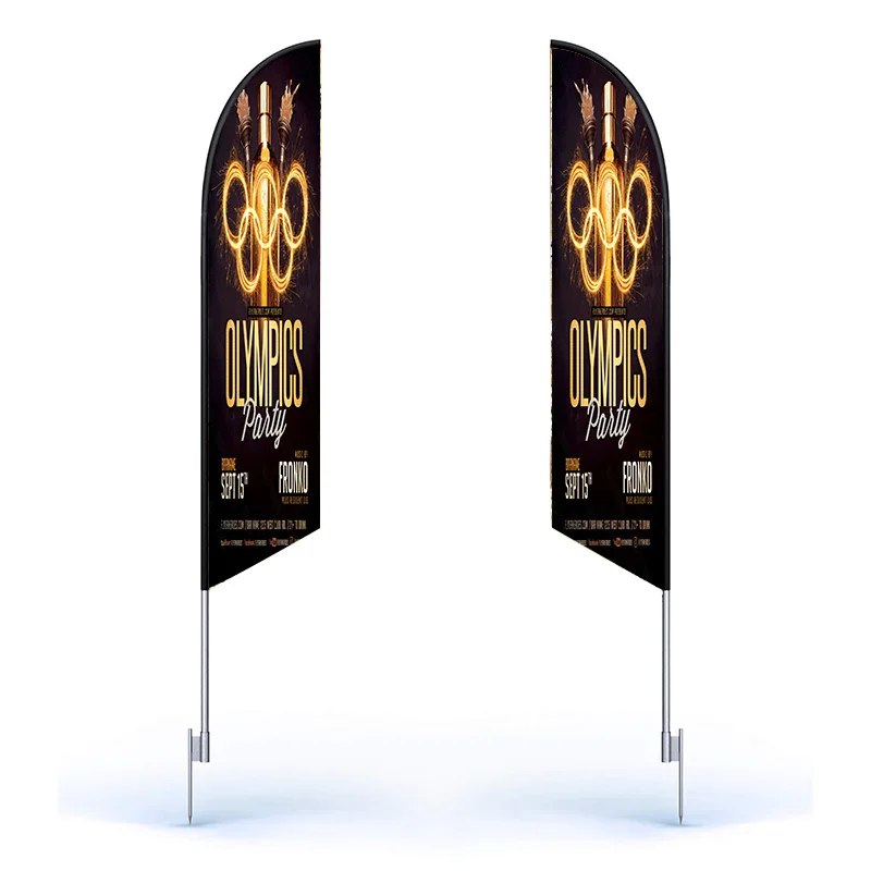 High Quality Heat Transfer Polyester 3m Flag Pole Cheap Price Advertising Beach Flag with Base