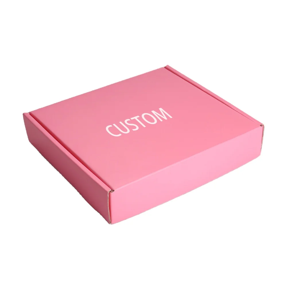 product custom pink corrugated cardboard folding mailer box for cosmetics for lipstick packaging with embossing handling-4