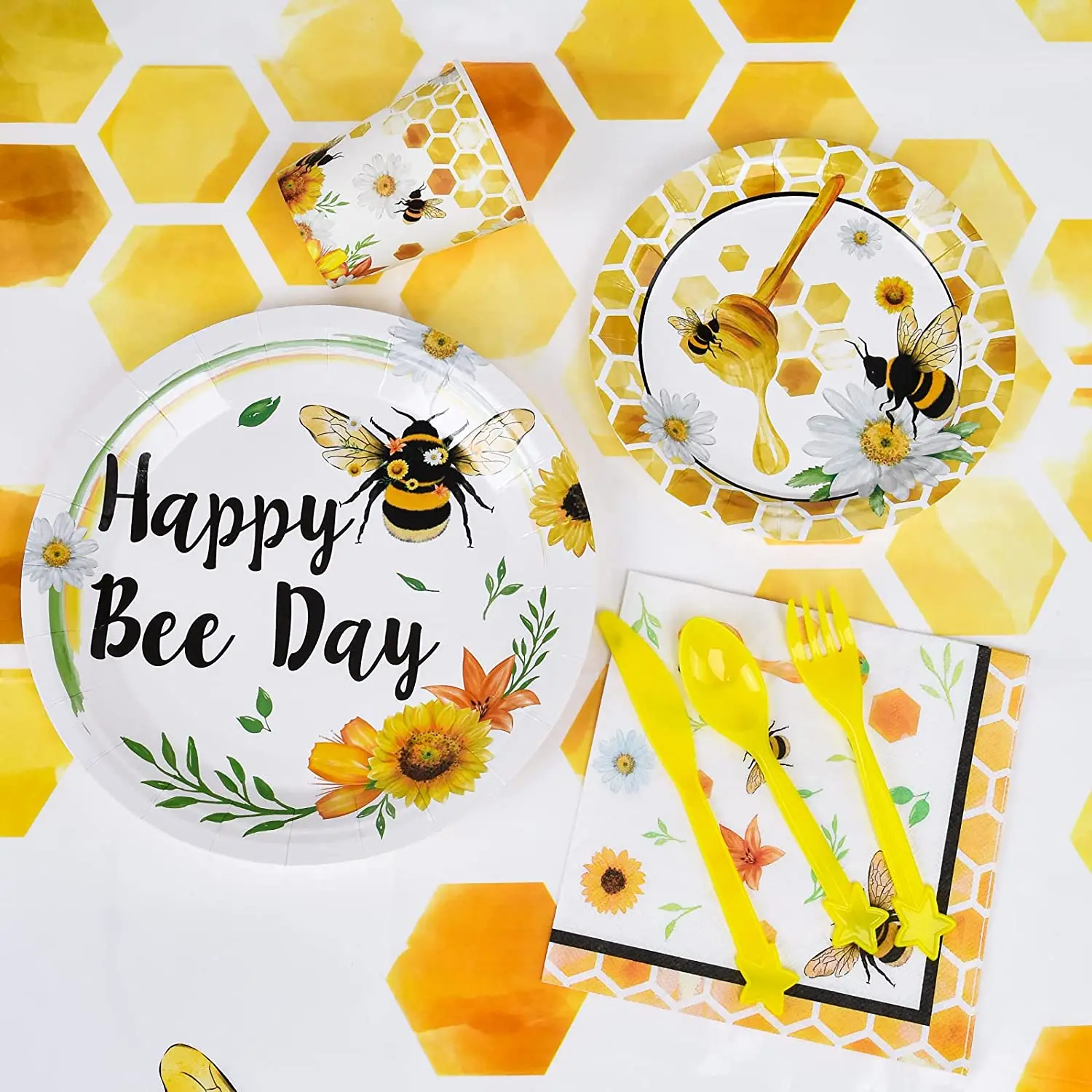 Bienen-Partygeschirr-Set Für 20 Gäste – Inkl. Teller, Becher, Servietten (umweltfreundlich & Süß!)
