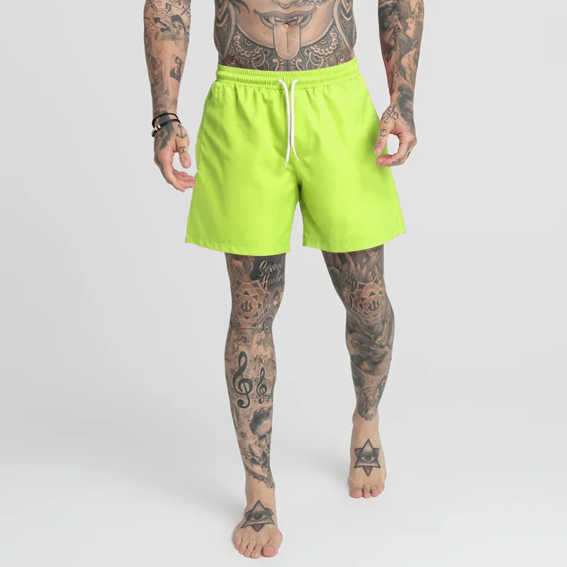 Mens Mesh Lining Beach Shorts Polyester Men Running Shorts Swim Wear