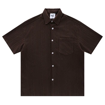 OEM Custom Men's Cotton Blank Short Sleeve Shirt with Cuban Collar Button up Breathable and Quick Dry for Summer Casual Wear