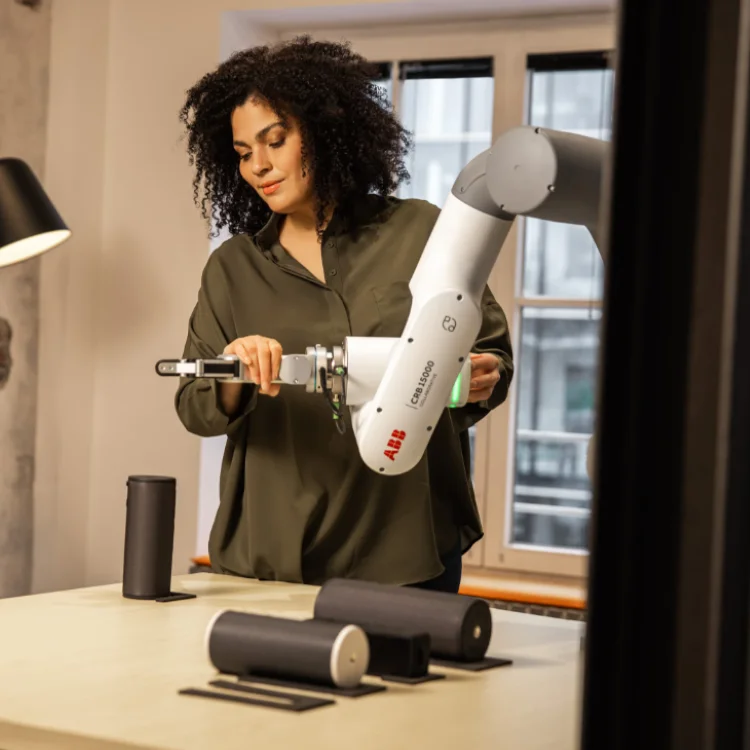 AGV Robot GoFa CRB 15000 With CNGBS Robotic Gripper for Automated Handling As Collaborative Robot