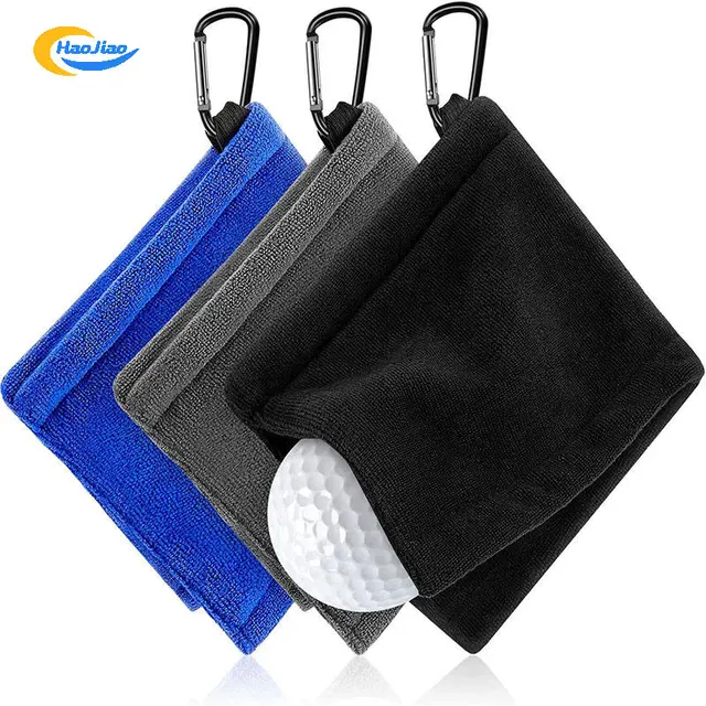 Multi Color Embroidered Golf Ball Cleaning Towels Cotton Golf Ball Towel Custom Logo Golf Towel