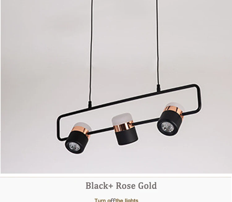 3-Light Spotlight Black and Rose Gold combination Pendant Light for Kitchen, Dinning Room, Bar, Coffee Room