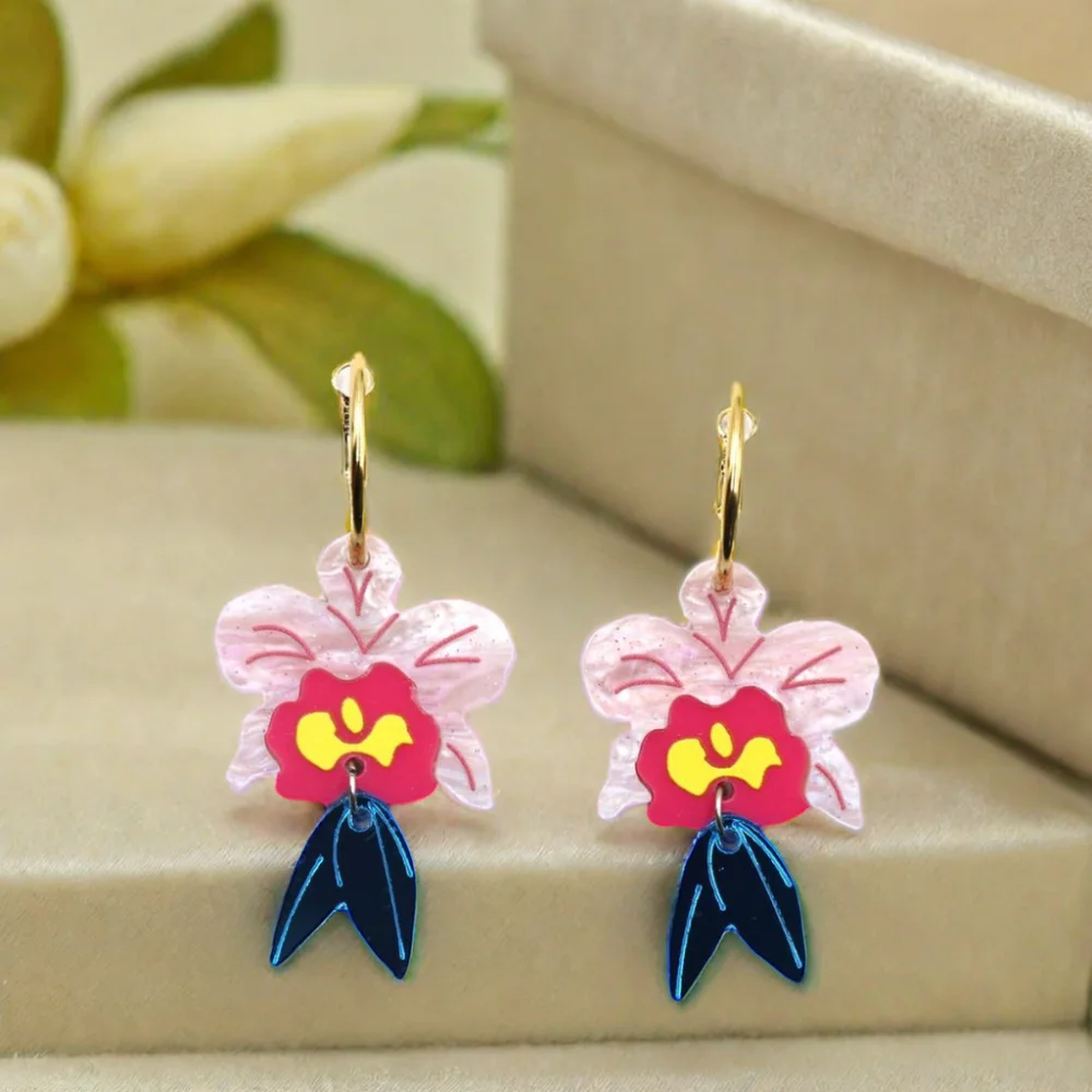 YCXER2478 2024 Latest Design Summer Classic Drop Earrings Factory Supply Acrylic Popular Cherry Blossom for Wedding or Gift supplier