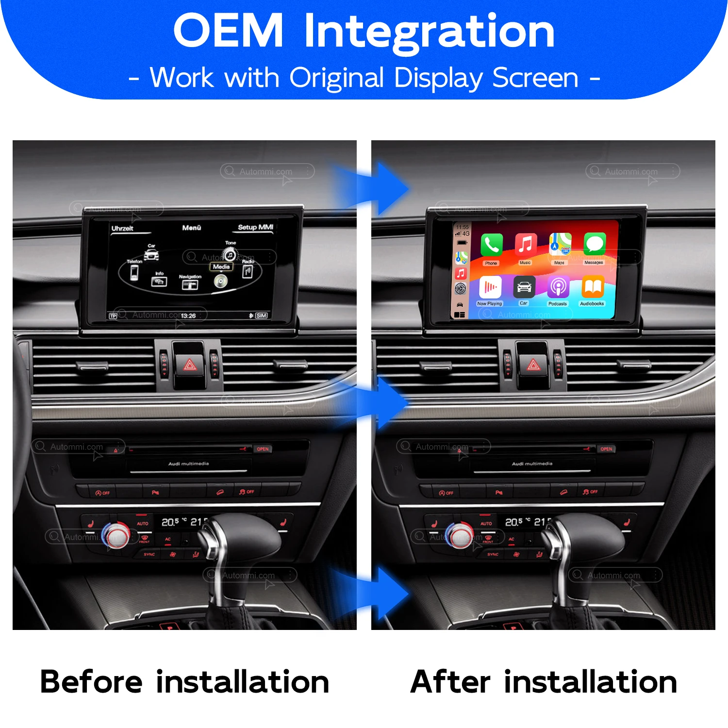 Wireless Apple CarPlay Android Auto Decoder Module Kit for Audi A3