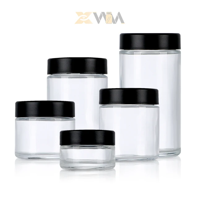 1oz 2oz 3oz 4oz round Airtight Concentrate Childproof Glass Jar With Magnifying Lid