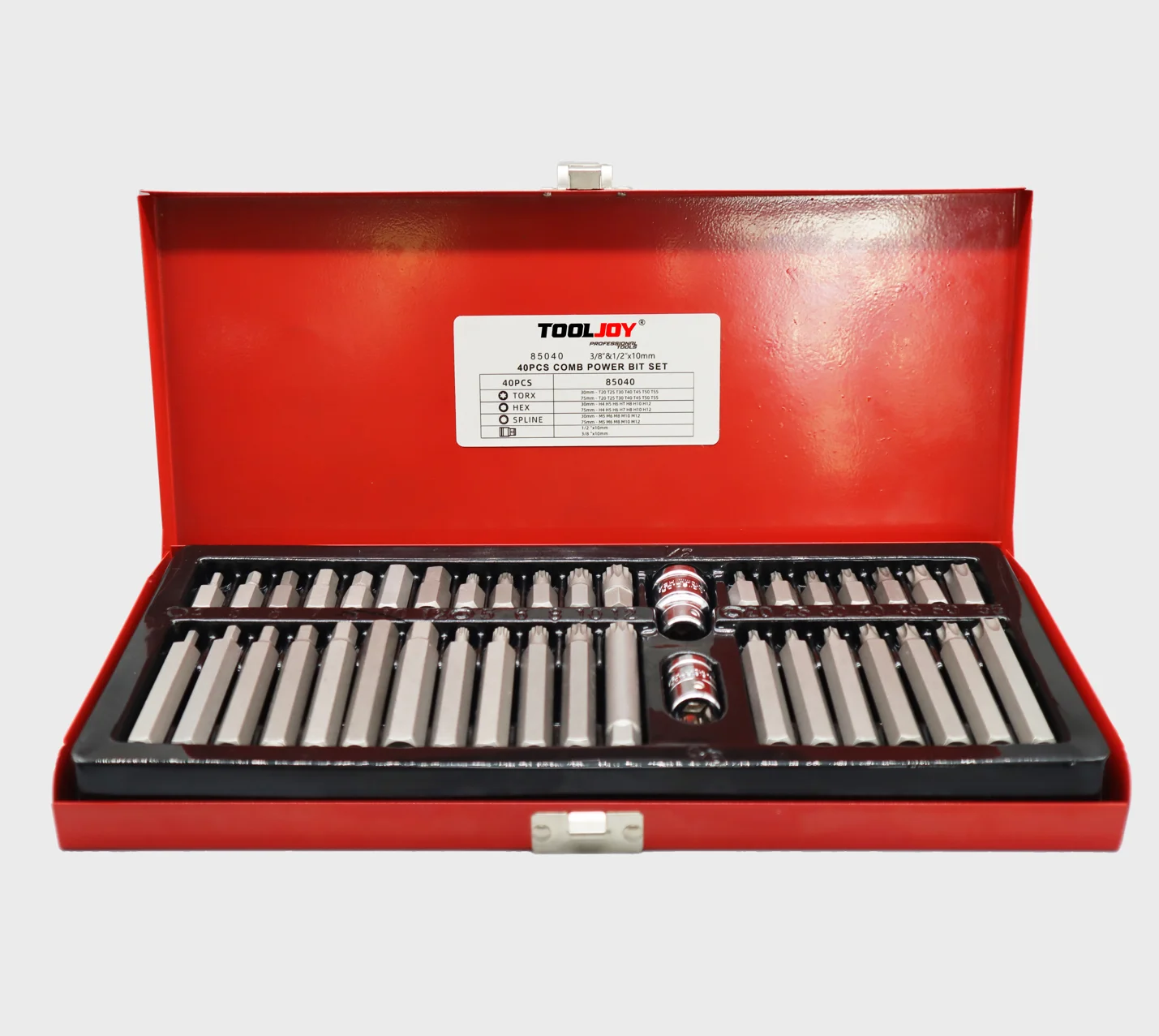 TOOLJOY 40 Drive Hex Torx Spline Bit Socket Set 12 Point Triple square Bits with 3/8" 1/2" Drive Sockets Set of Drills