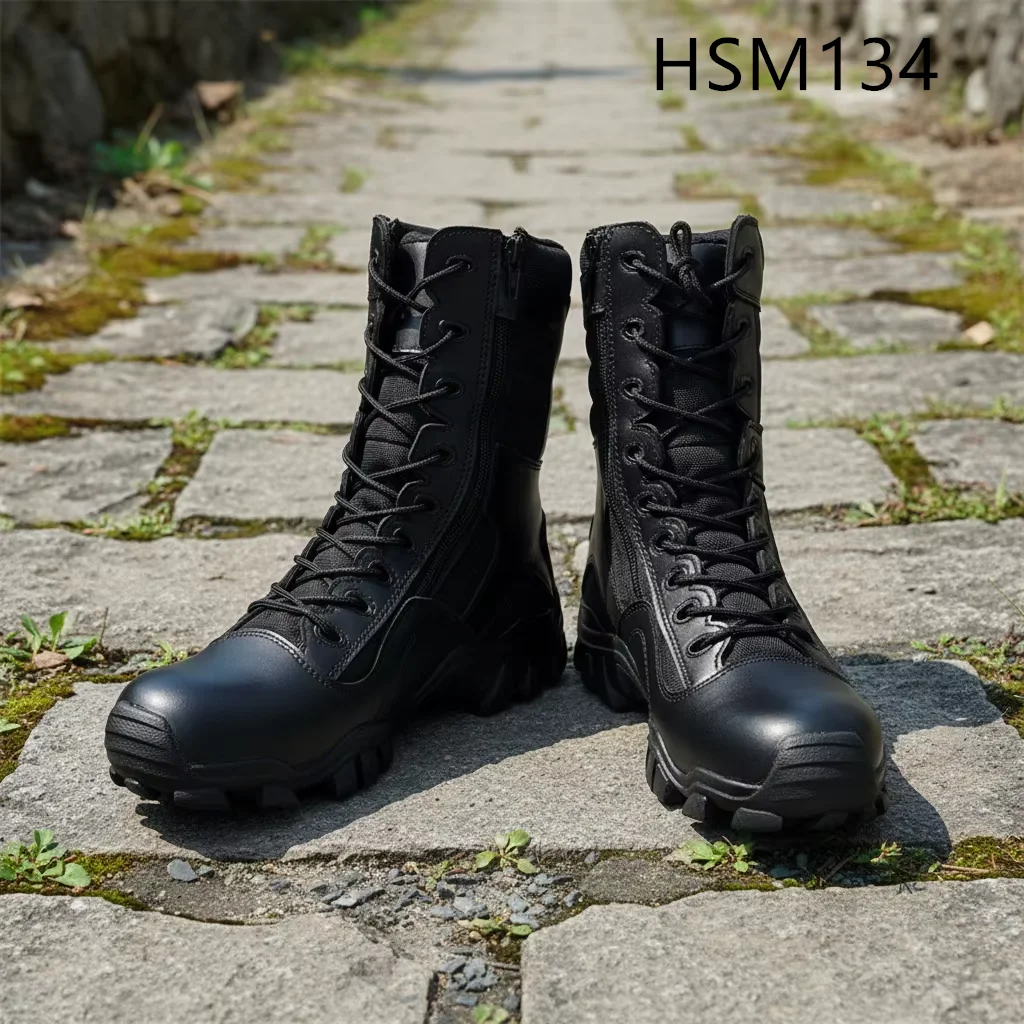 LXG,Field-ready Utility-style Combat Boots with Curved Zipper Mountaineering Cross-border Versatile Tactical Gear Boots HSM134