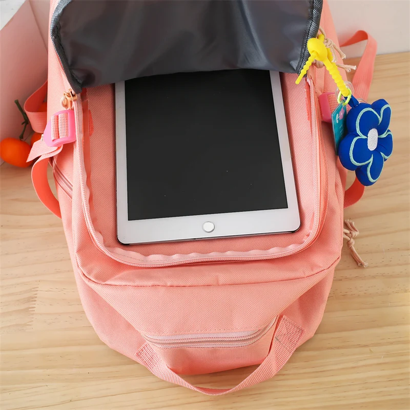 Students school backpack 5 in 1 canvas school bags for teenager book bag rucksack tote bag