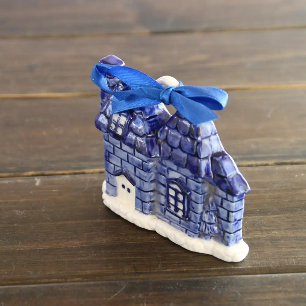 Porcelain Delft Blue Heart Tree Star Ornaments