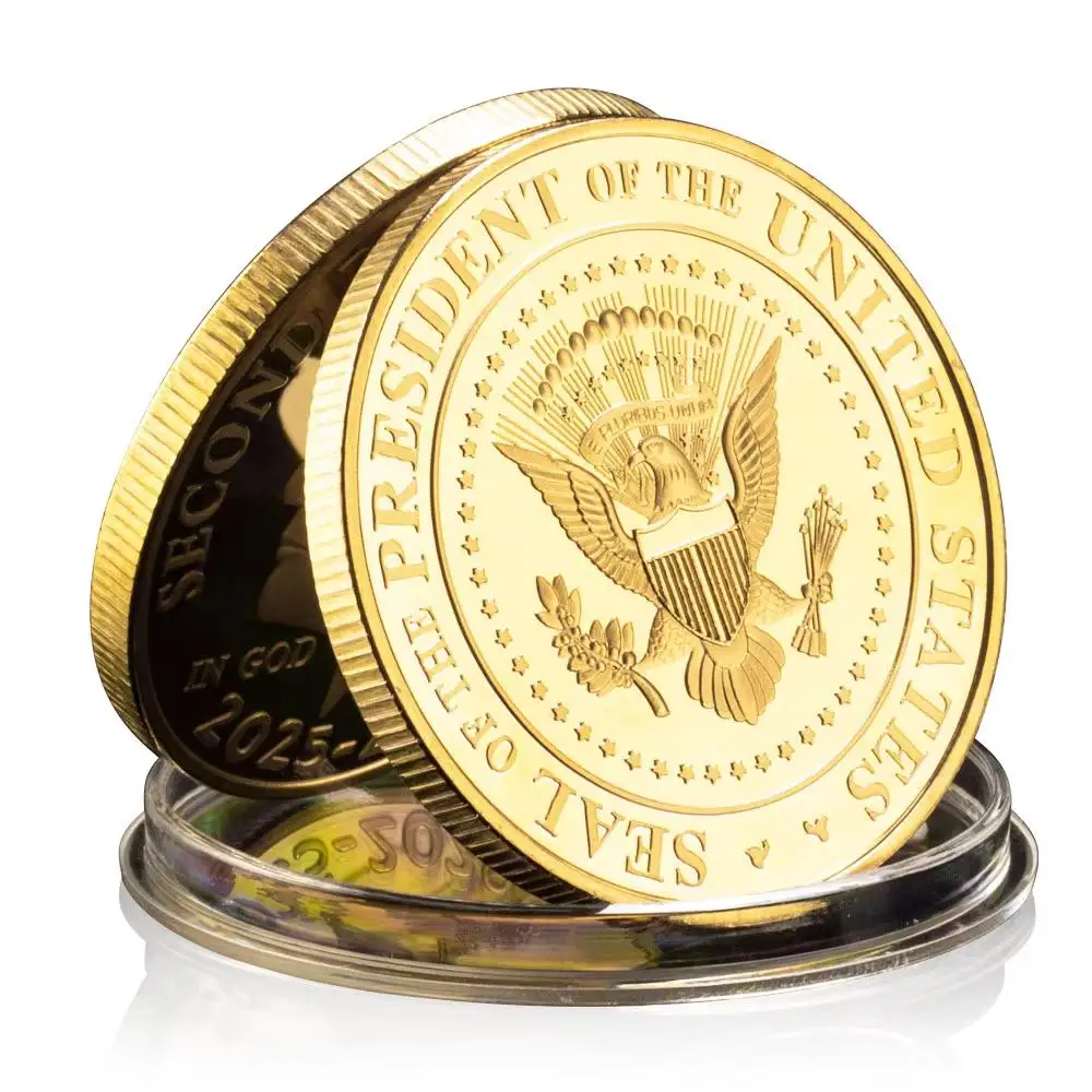 Gold Plated Collectable Coin and Case Included Second Presidential Term 2025 - 2029 Commemorative Coin