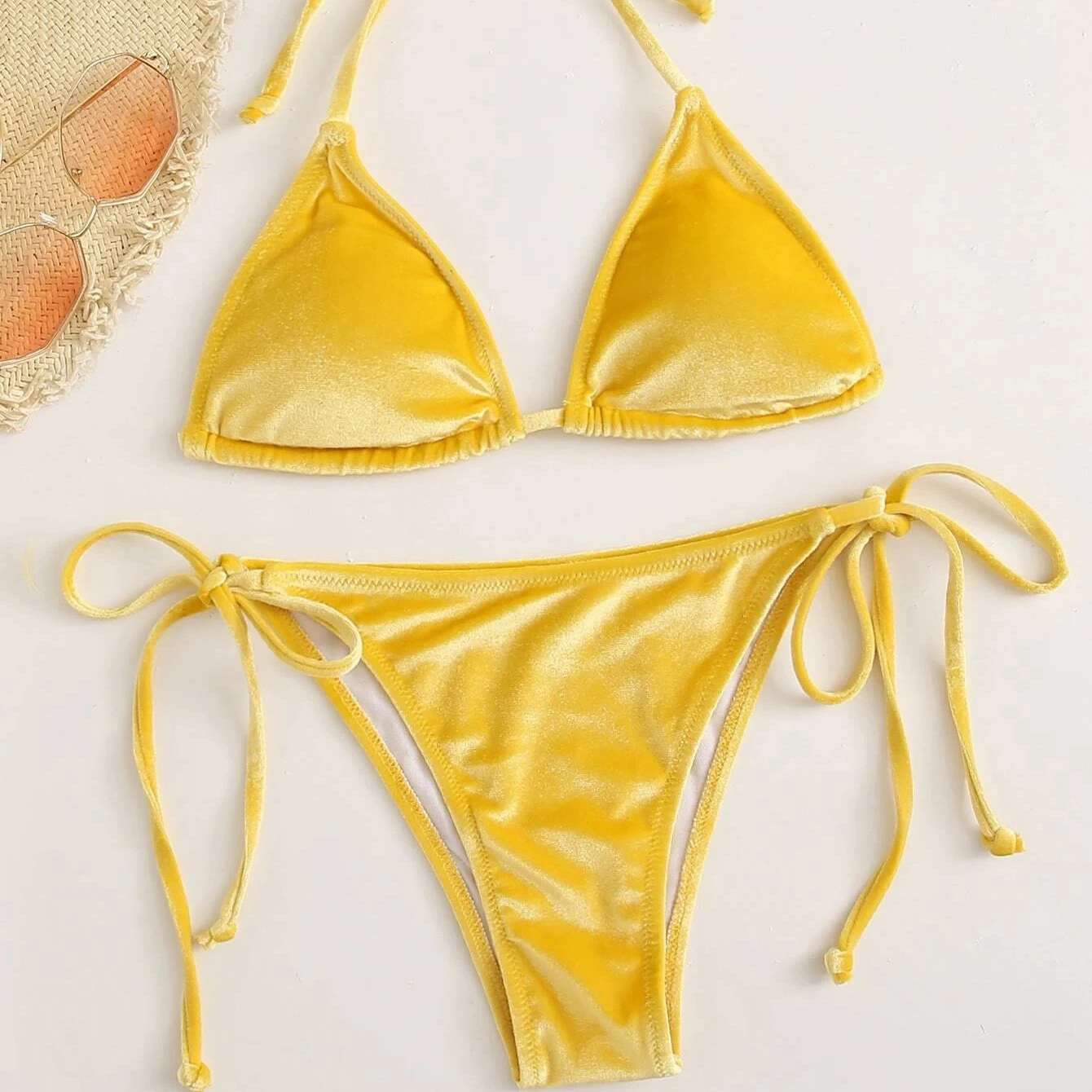 New Oem High Waist Sexy Two Piece Swimsuit Women Solid Color Tie Bikini High Elasticity Belt