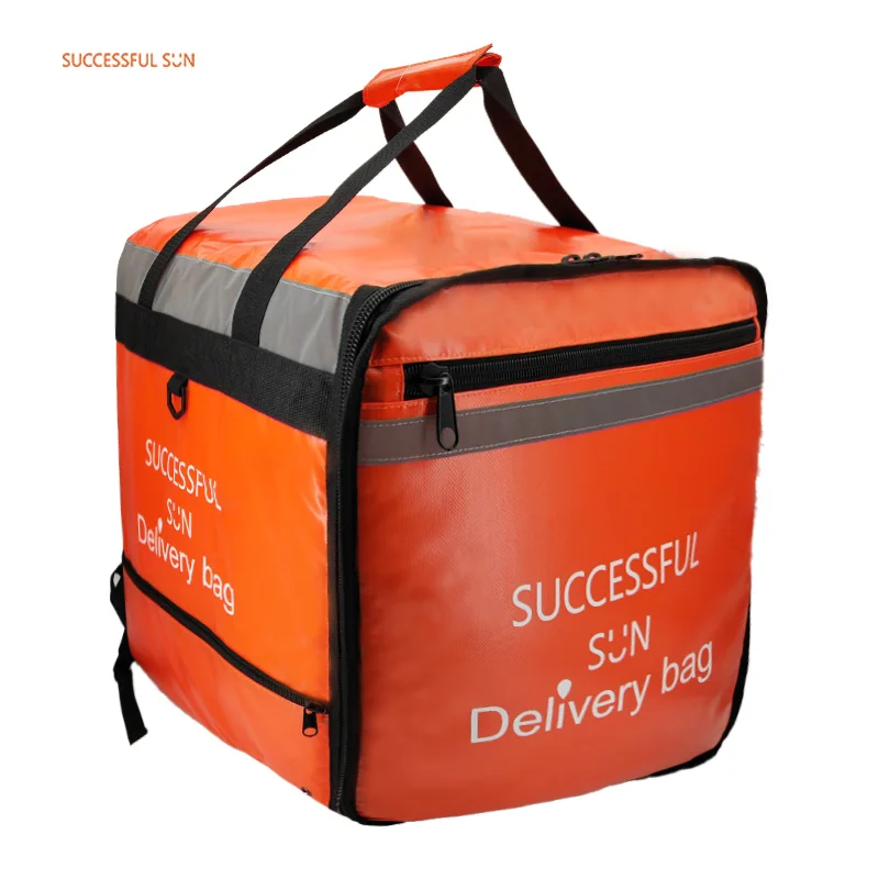 product factory custom logo large insulated thermal food delivery cooler bag portable zipper closure for bike motorcycle bicycle-2