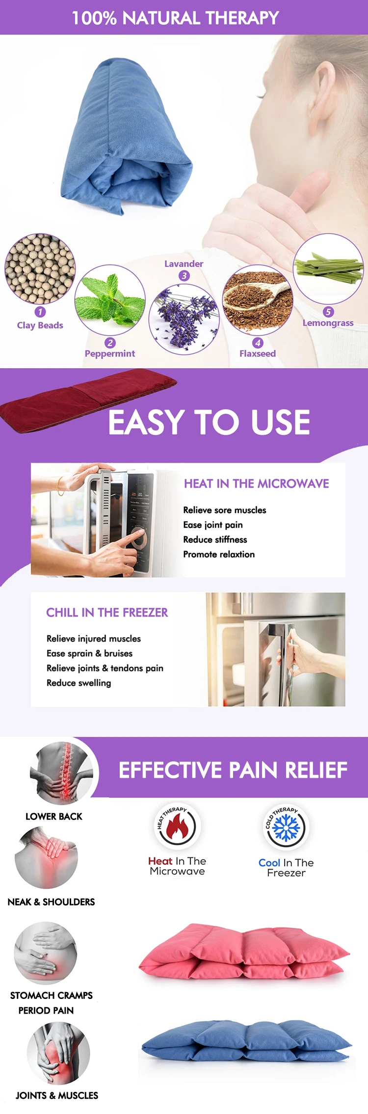custom moist wheat bag heat pack microwave heating pad for body back pain relief