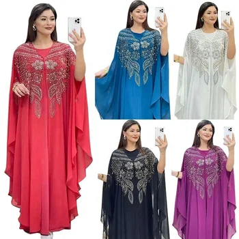 Wholesale 2 pieces Abaya Clothing Rhinestones Oversize Muslim Wedding Party Africa Dress Plus Size Women's Dresses