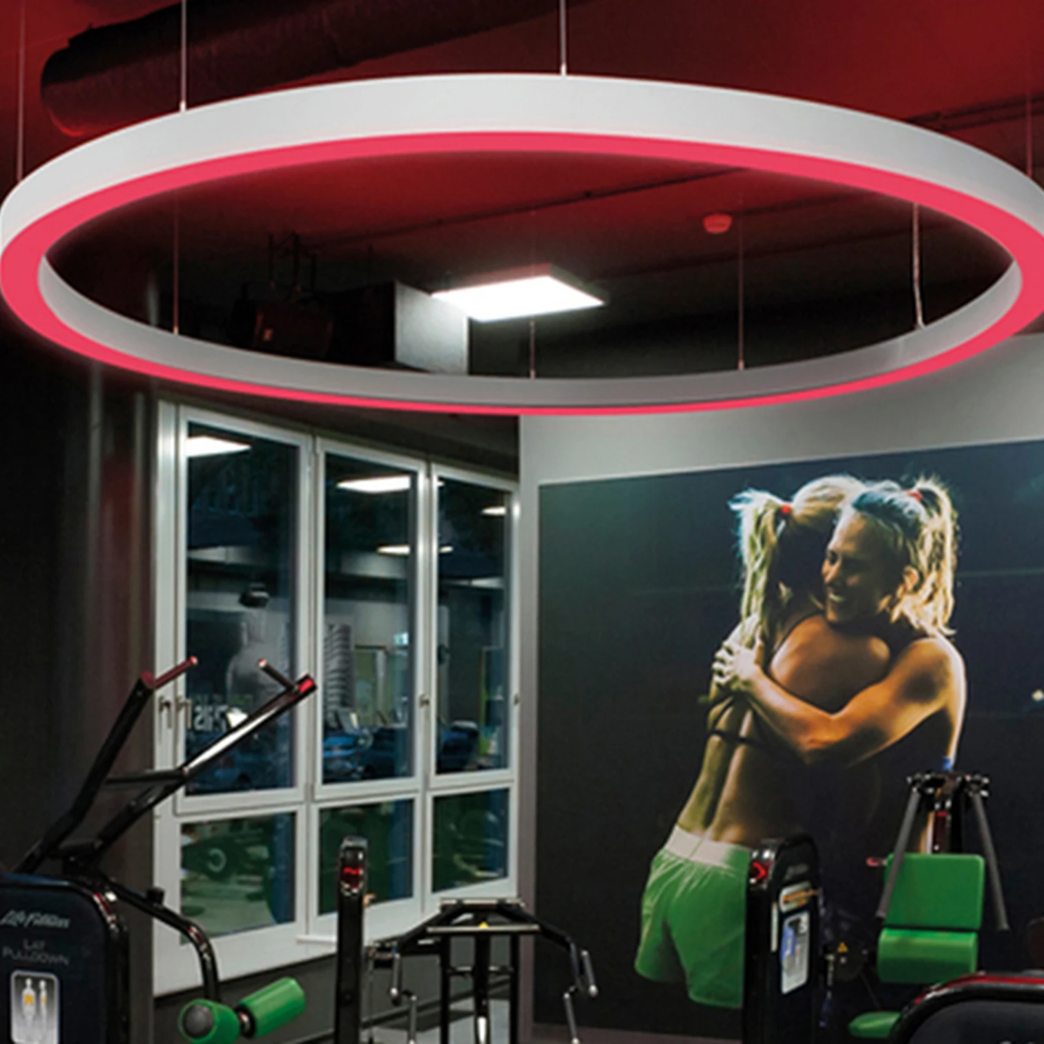DMX Control 12V 24V Circular Linear Pixel Chandeliers Digital RGB Led Pendant Light for Nightclub