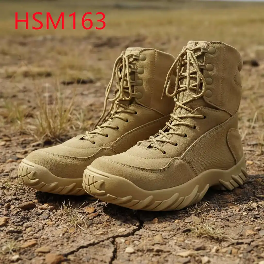 ZYF,Plateau Hiking Anti-tear Natural Suede Leather Combat Boots Wilderness Camping Indestructible Black/tan Desert Boots HSM163