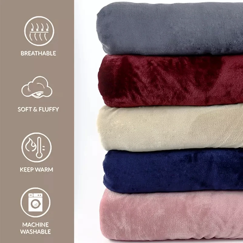 Soft Reversible Fleece Blanket Extra Thick Flannel Sherpa Blankets Navy