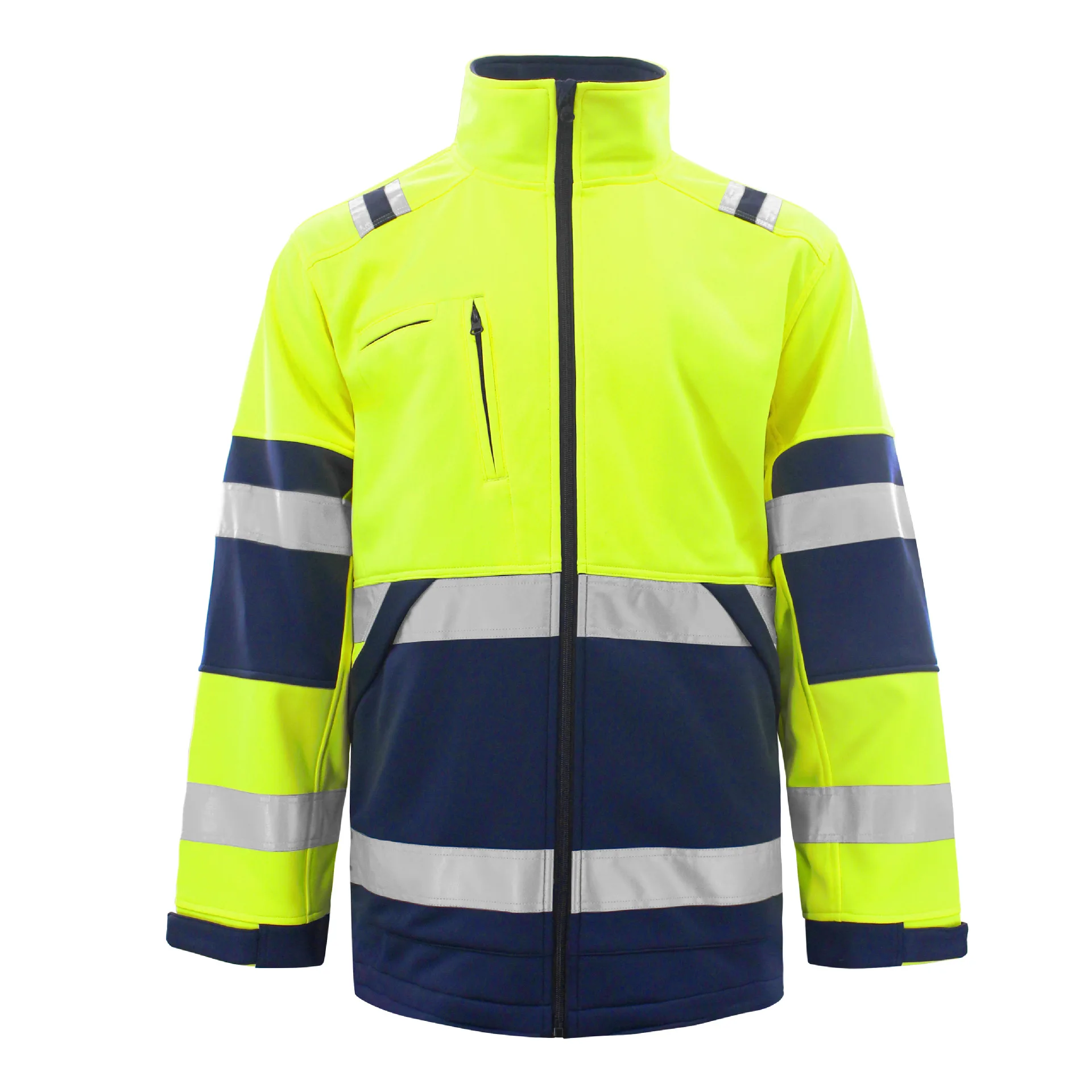 Hi-Vis Safety Polar Fleece Jacket with Reflective Tape Construction Security Hoodie Jacket