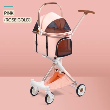 2-in-1 Design  Ultra-lightweight detachable carrier with an aerospace aluminum frame  Pet stroller can be folded with one hand