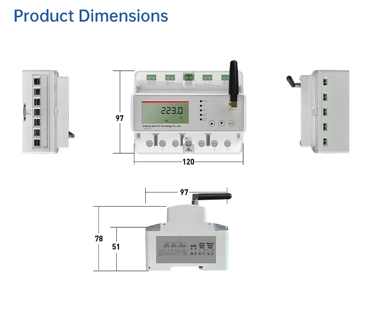 LCD Din Rail 3-Phase 4G Smart Prepaid Reading Electric Power Meter CT ...