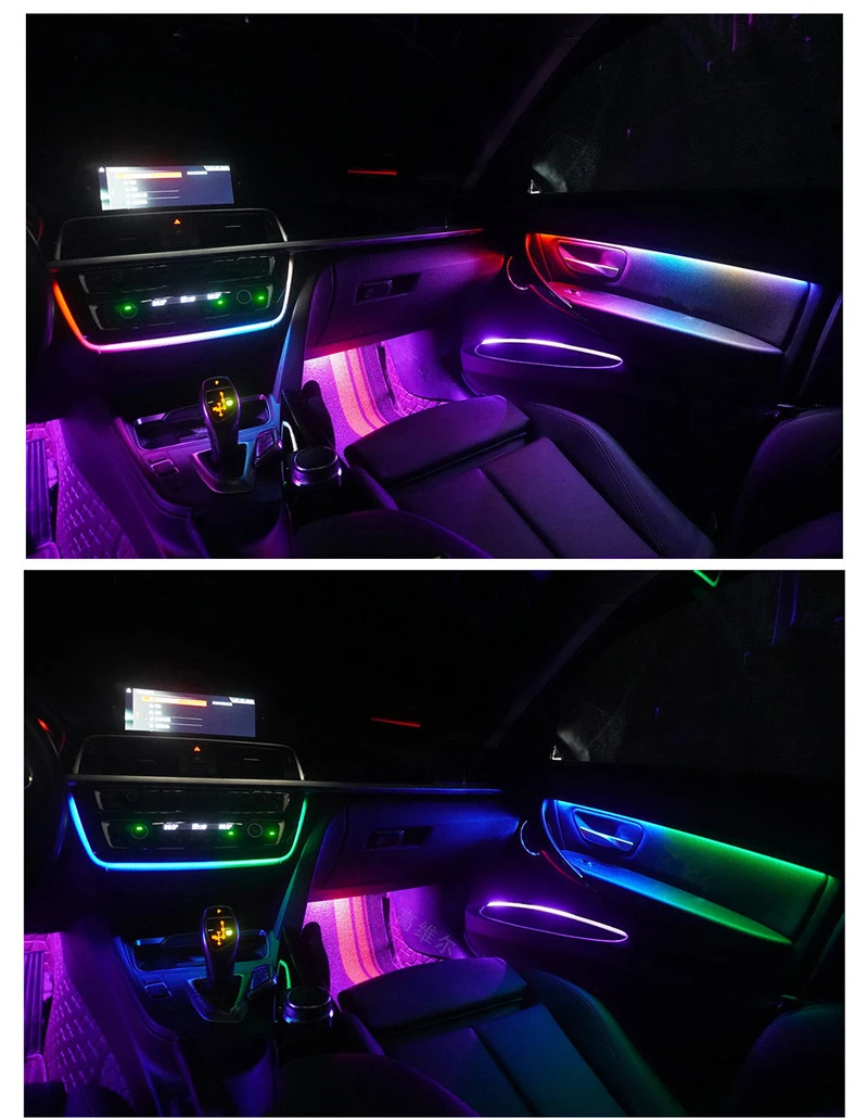 Universal 18 In 1 Led Car Ambient Lights Rbg By App Control Strip Light