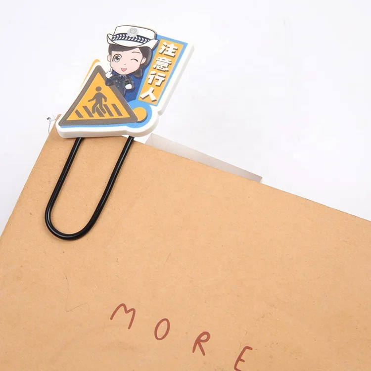 Мягкая Закладка из ПВХ оптовая продажа зажим для бумаги с мультяшным логотипом