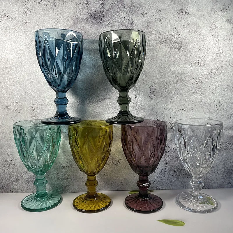High Quality Cheap Home Wedding Decor Vintage Colored Glass Goblet