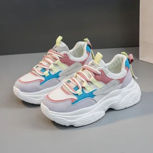 K5010 New Colored Women's Shoes Autumn Mesh Breathable Increase Thick Sole Versatile Casual Sports Shoes