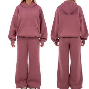 Hot Selling 420 GSM Custom Comfortable Activewear Fleece Two Piece Heavyweight New Arrival Women Clothing Sport Tracksuit Set