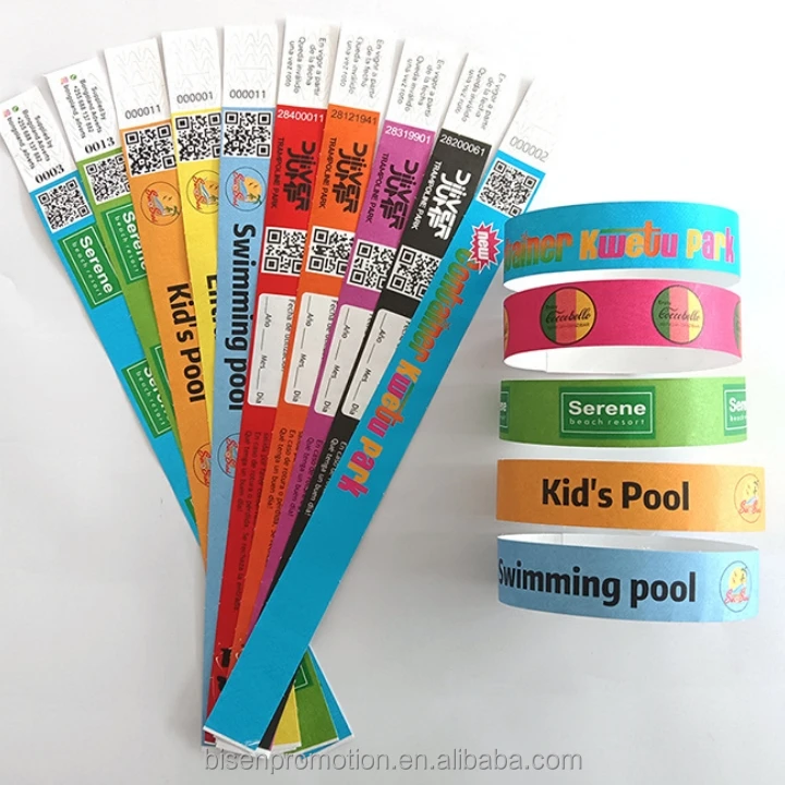 Custom Logo RFID Waterproof Disposable Ticket QR Code Wristband One Time Use Tyvek Festival Digital Printing Paper Event