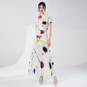 2025 New Elegant Set for Women Loose Large Size Printed 100% Polyester Fabric Women's Top and Skirt Two-piece Set