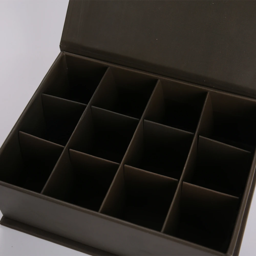 product custom chocolate packaging box with rigid magnetic flip cover paperboard material paper lining and logo printing for food use-5