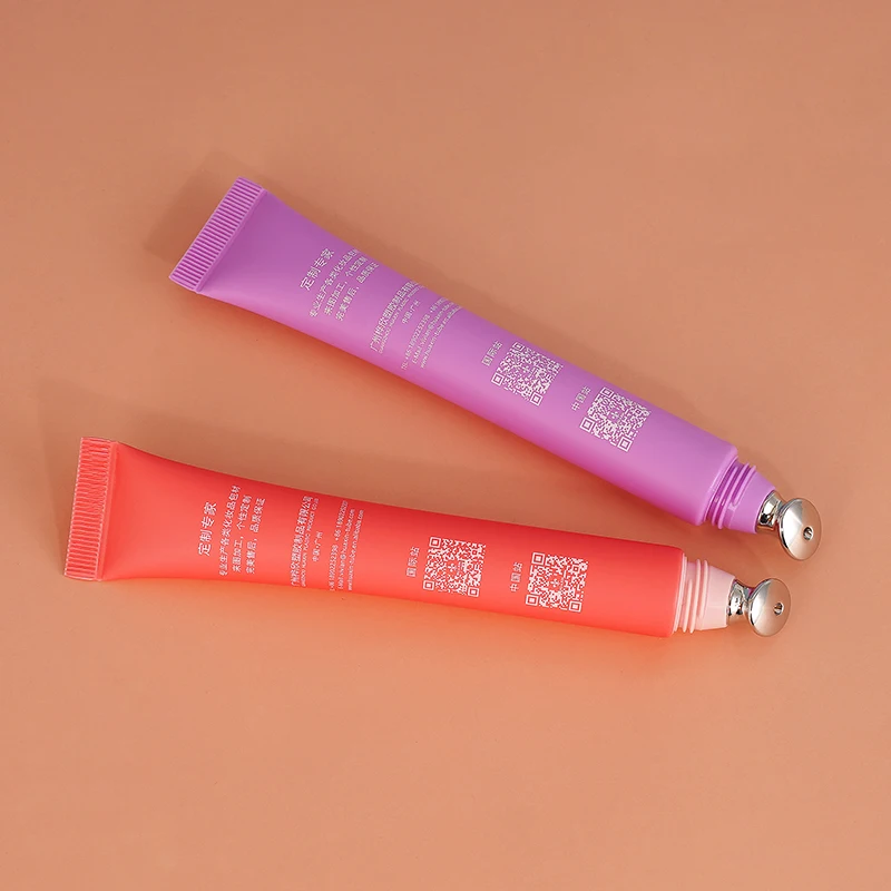 20ml Soft Squeeze Cosmetic Plastic Packing Skincare Containers Plastic Tube Eye Serum Container With Metal Zinc Applicator